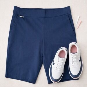 Lauren Ralph Lauren Navy Bermuda Shorts (10) Stretch Pull On Golf Casual Active